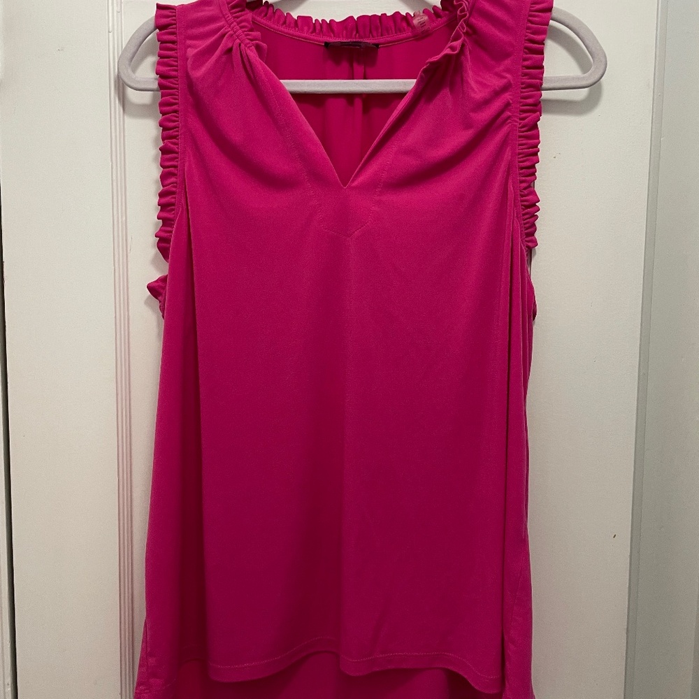 T Tahari Hot Pink Spilt Neck Tank Size XL